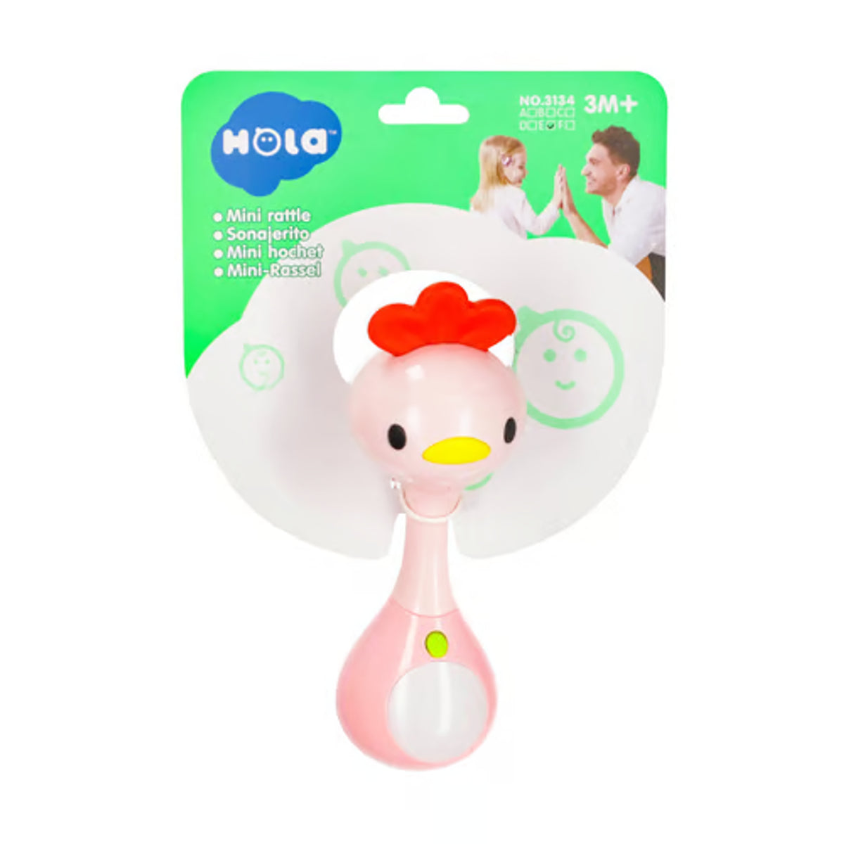 Hola Mini Rattle Toy - Pink Chicken Design | 3134