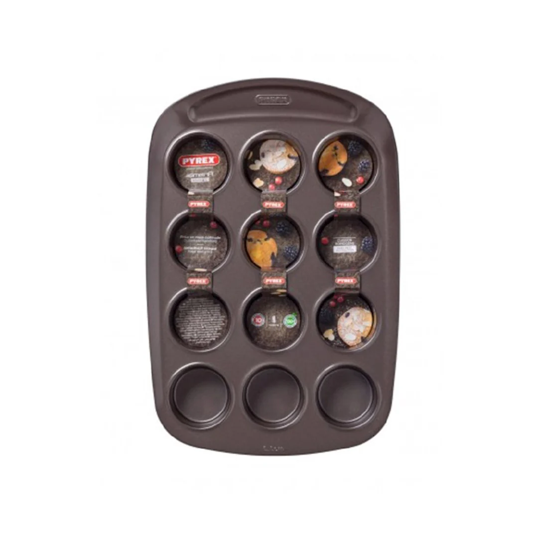 PYREX Easy Grip Muffin Tray - Non-Stick 12-Cup Baking Tray