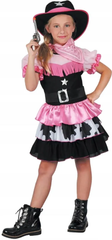 Pink Cowgirl Costume (Dress, Hat, Belt) - Small Size (110-120 cm) | 091423