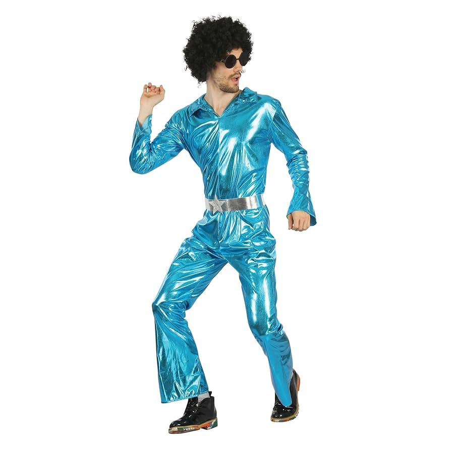 Men’s Disco Costume (Blue Jumpsuit & Belt) | 093265