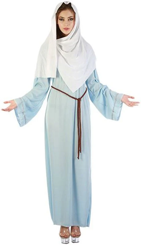 Blue & White Virgin Mary Costume (Dress, Headpiece & Belt) | 83563