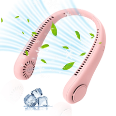 Portable Bladeless Personal Neck Fan – Pink, 5000mAh, Hands-Free, 3-Speed