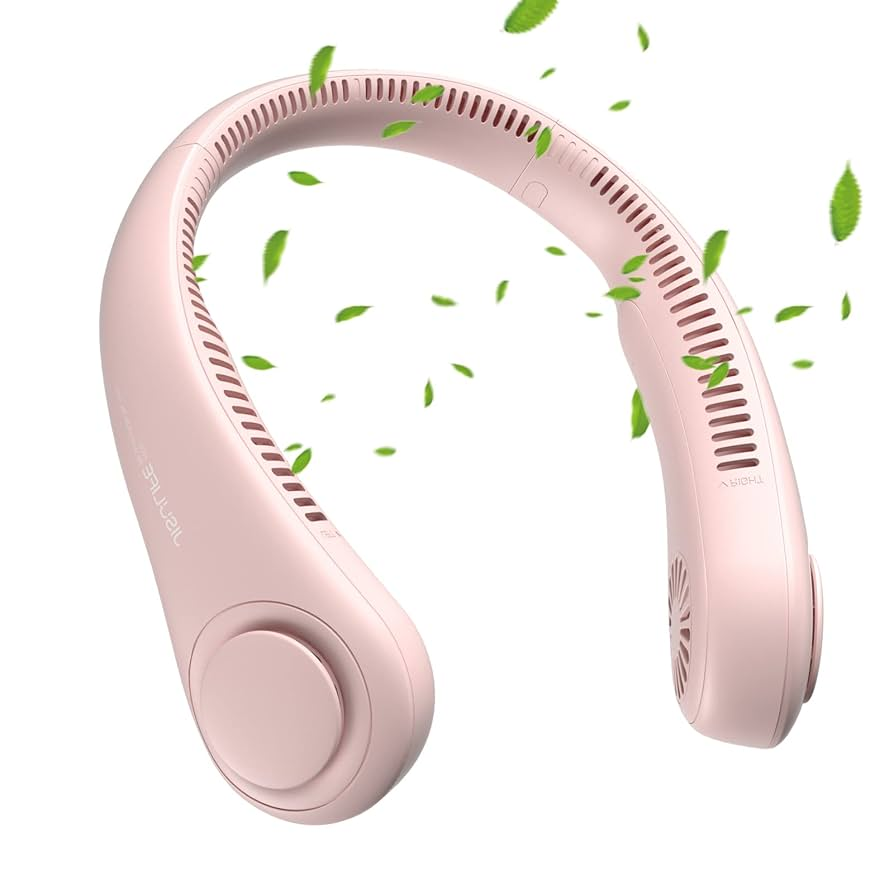 Portable Bladeless Personal Neck Fan – Pink, 5000mAh, Hands-Free, 3-Speed