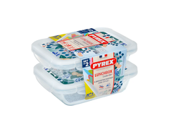 PYREX Set of 2 Rectangular Dishes with Lid - Cook & Go | 913S678