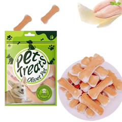 Olivet Pet Dog Treat Bones - Chicken Wrapped Rawhide Chews (2 pcs, 110g)