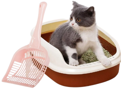 Cat Litter Box with Shovel – Brown