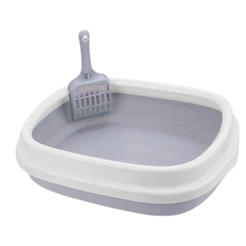Cat Litter Box with Shovel – Grey