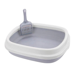 Cat Litter Box with Shovel – Grey