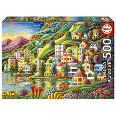 Educa 19552 - Colorful Hillside Village 500-Piece Jigsaw Puzzle | 19552