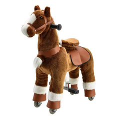 Ride-On Pony Horse Toy with Wheels - Size S Brown Plush | PF2020-1E
