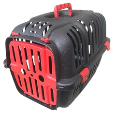 Cat Carrier Box Small - Portable Pet Travel Crate with Red Door & Handle