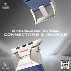 Promate Premium Sports FKM Fluoro-Rubber Watch Band - Navy Blue | SilicaBand-Pro.NAVYBLUE