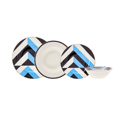 Karaca Posts Porcelain 24Pcs Dinner Set For 6 Person [Blue] | 153.03.06.9345