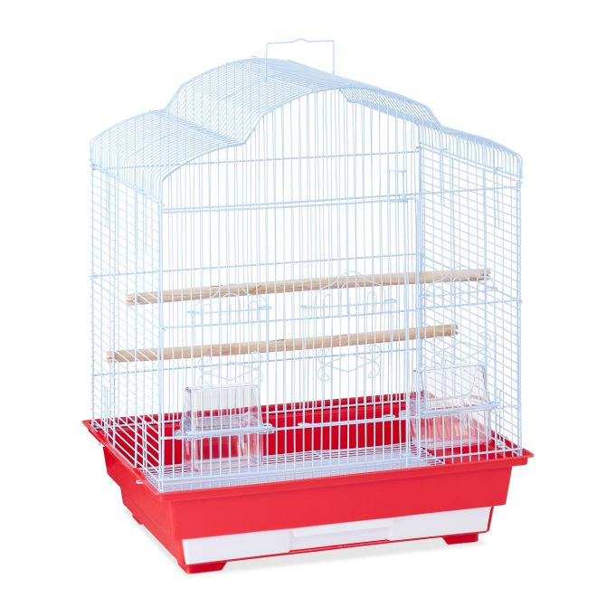 Lahoy Karawan Bird Cage - Red Base with Feeders & Perches