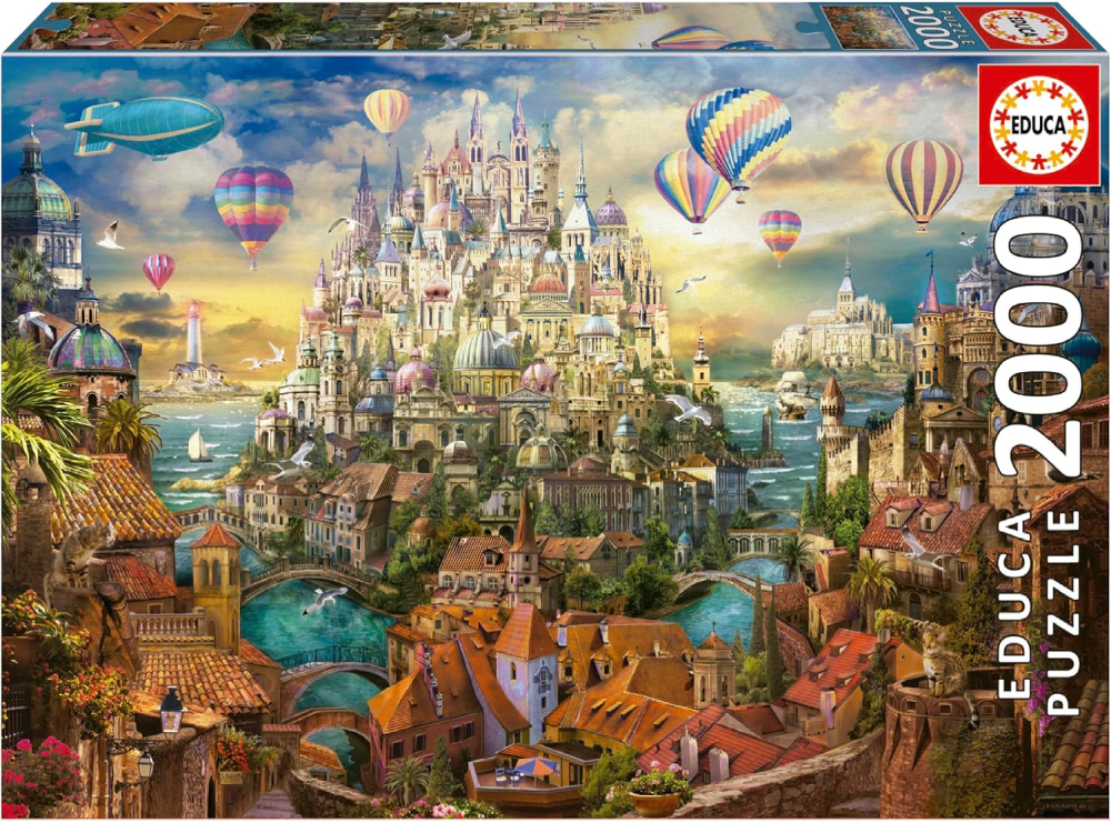 Educa 19944 - Fantasy City With Hot Air Balloons Puzzle 2000 Pieces - Magical Skyline Series | 19944