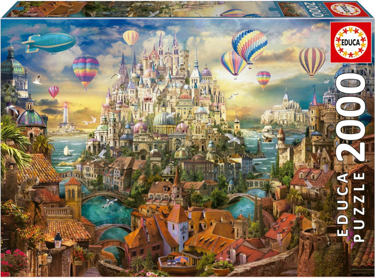 Educa 19944 - Fantasy City With Hot Air Balloons Puzzle 2000 Pieces - Magical Skyline Series | 19944