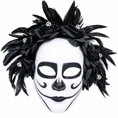 Halloween Skull Flower & Feather Face Mask | AL2646
