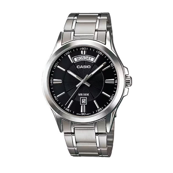 Casio Analog Watch – Stainless-Steel Case, Black Dial & Bracelet | MTP-1381D-1AVDF