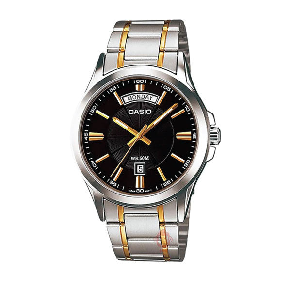 Casio Men 3H Watch - Silver / Gold / Black | MTP-1381G-1AVDF