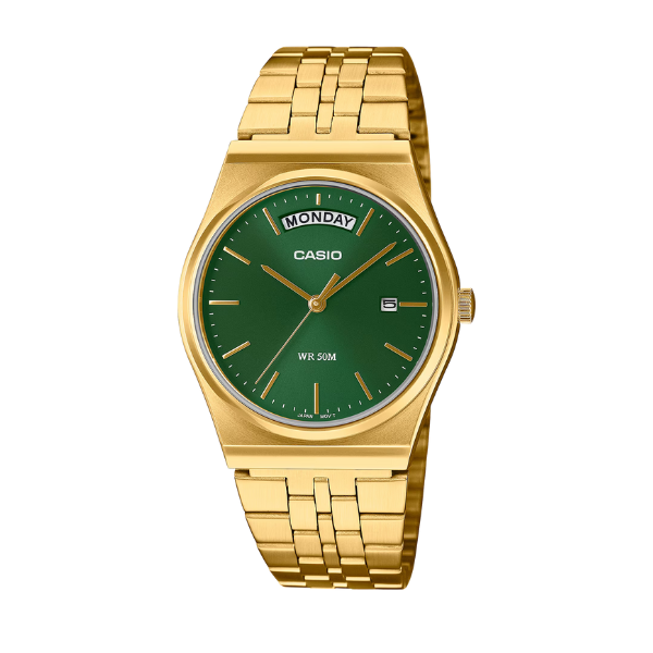 Casio Men 3-Hand Watch - Green / Gold Plated | MTP-B146G-3AVDF