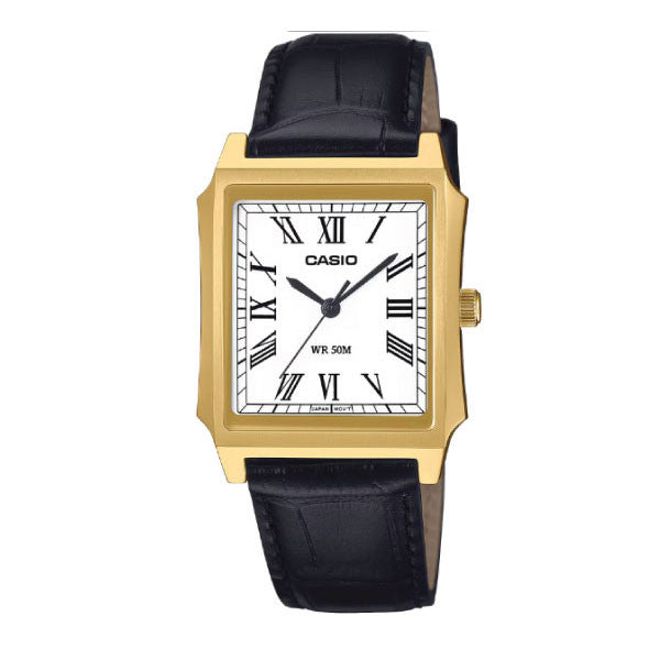 Casio Men 3-Hand Watch - Black / White / Gold Plated | MTP-B190GL-7BVDF