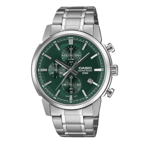 Casio Men 3-Hand Watch - Green / Silver | MTP-E510D-3AVDF