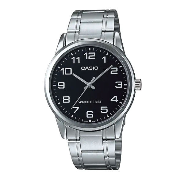 Casio Analog Watch – Black Dial & Stainless-Steel Bracelet | MTP-V001D-1BUDF