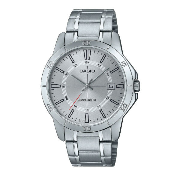 Casio Analog Watch – Silver Dial & Stainless-Steel Bracelet | MTP-V004D-7CUDF
