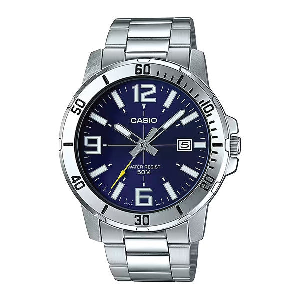 Casio Analog Watch – Blue Dial & Stainless-Steel Bracelet | MTP-VD01D-2BVUDF