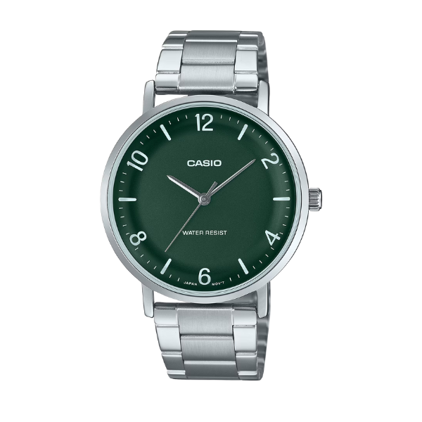 Casio Men 3-Hand Watch - Green / Silver | MTP-VT03D-3BDF