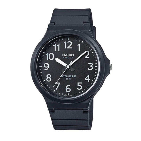 Casio Analog Watch – Black Case, Dial & Resin Strap | MW-240-1BVDF