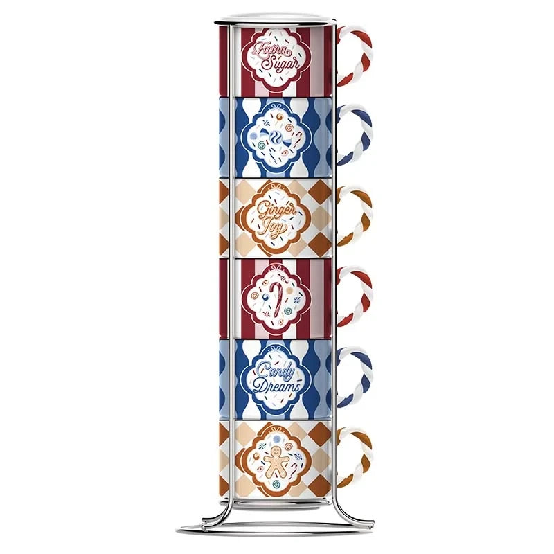 Bialetti Set of 6 Stackable Coffee Cups - Candy Land | Ncandy0040