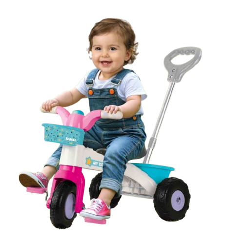 Dolu Kids Tricycle with Parent Handle Pink Blue | 2567