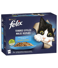 Purina Felix Tender Shredded Cat Wet Food in Jelly - Tuna, Salmon, Cod & Plaice 12 x 85g
