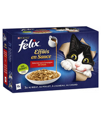 Purina Felix Tendres Effilés en Sauce Adult Cat Wet Food - Beef, Chicken, Lamb & Duck 12 x 85g