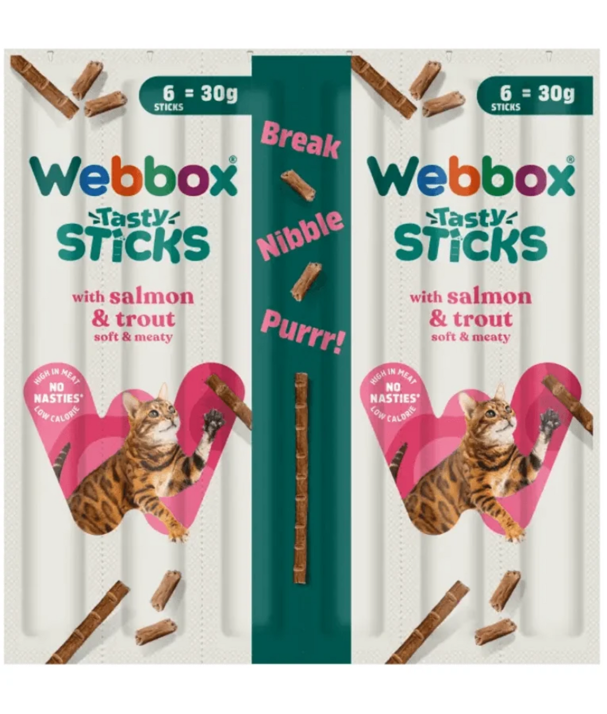 Webbox Tasty Sticks Salmon & Trout Cat Treats 30g 6 Sticks
