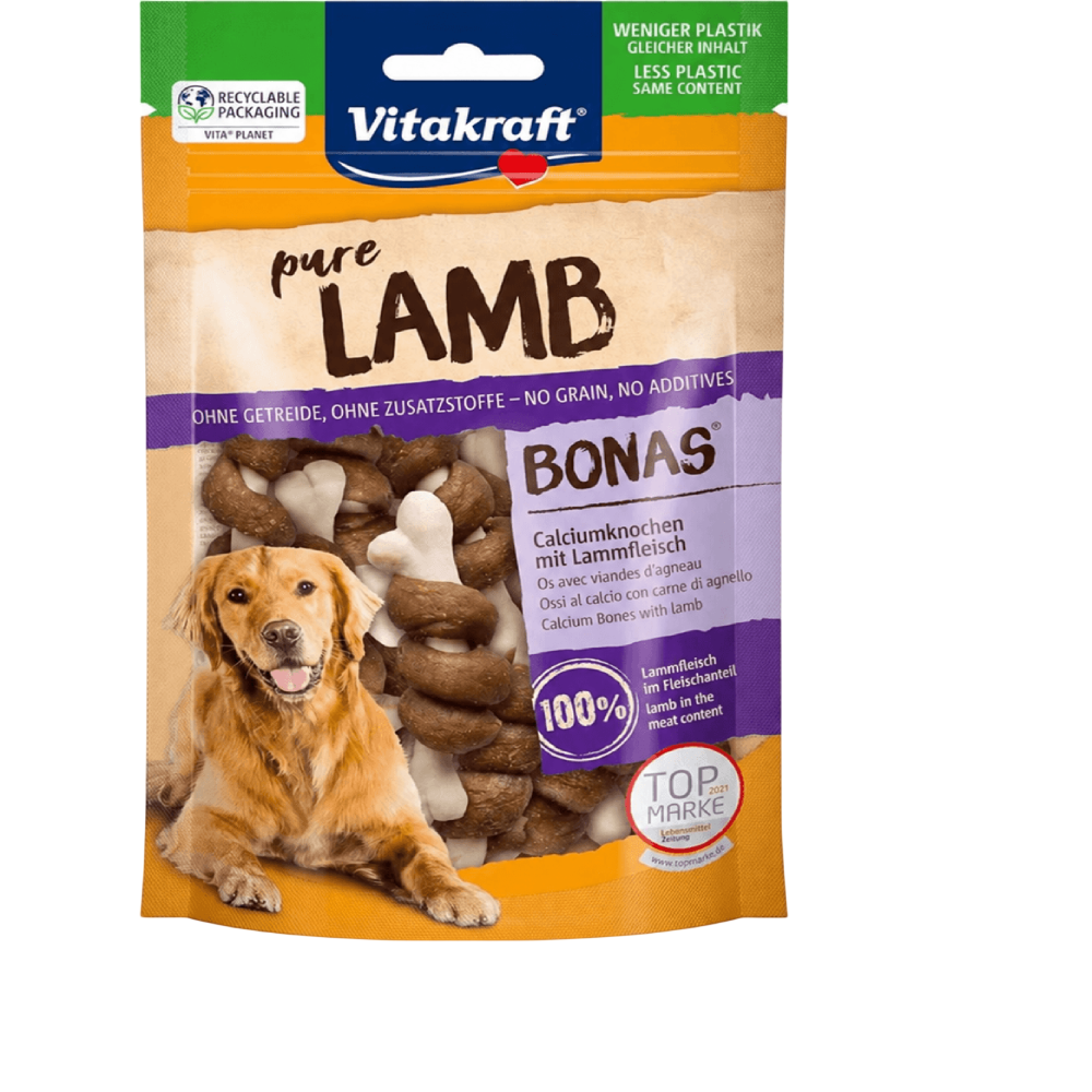 Vitakraft Pure Lamb Bonas Lamb Meat Calcium Bones Dog Treat - 80g