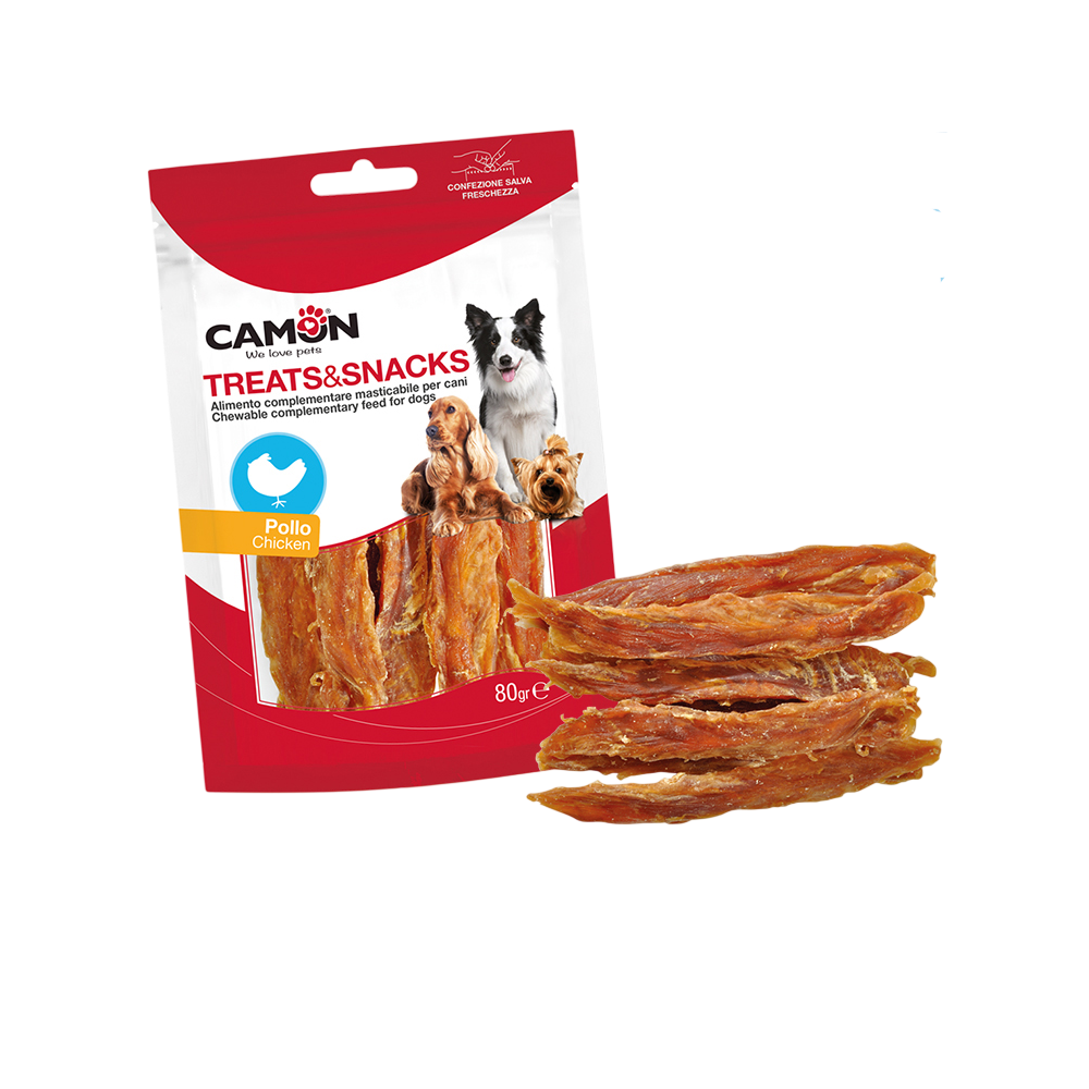 Camon Soft Dried Chicken Strips Dog Treats 80g | AE015