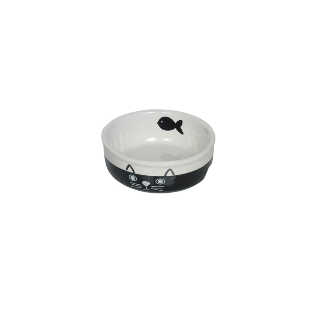 Nobby Cat Ceramic Dish "Face" Black/White 250ml | NO73692