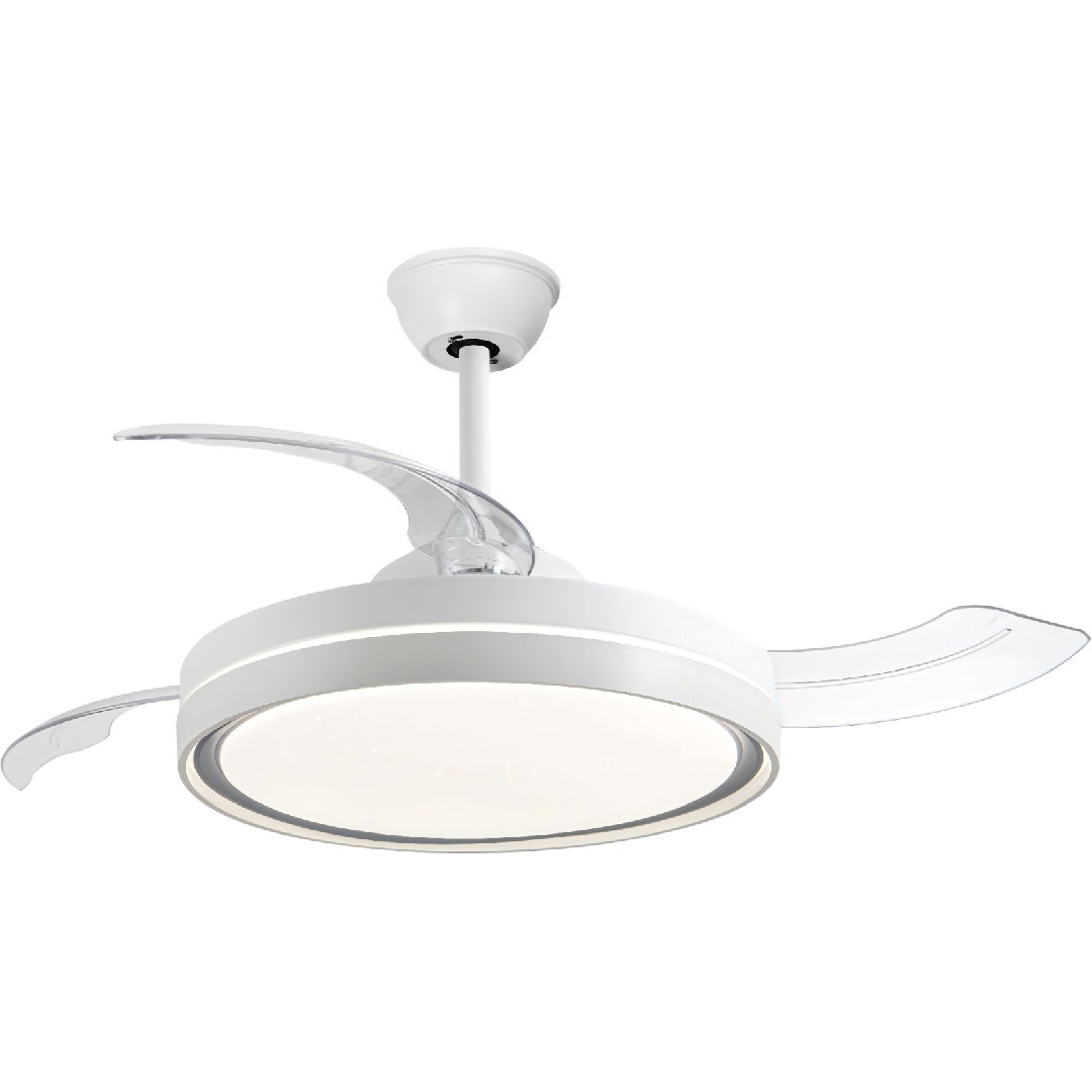 Queen Chef 42" Ceiling Fan Matt White LED Bluetooth 6 Speeds | QCCF-42DC