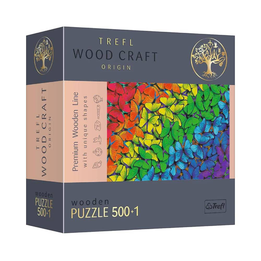 Trefl Wood Craft Rainbow Butterflies 501-Piece Wooden Puzzle | 20159