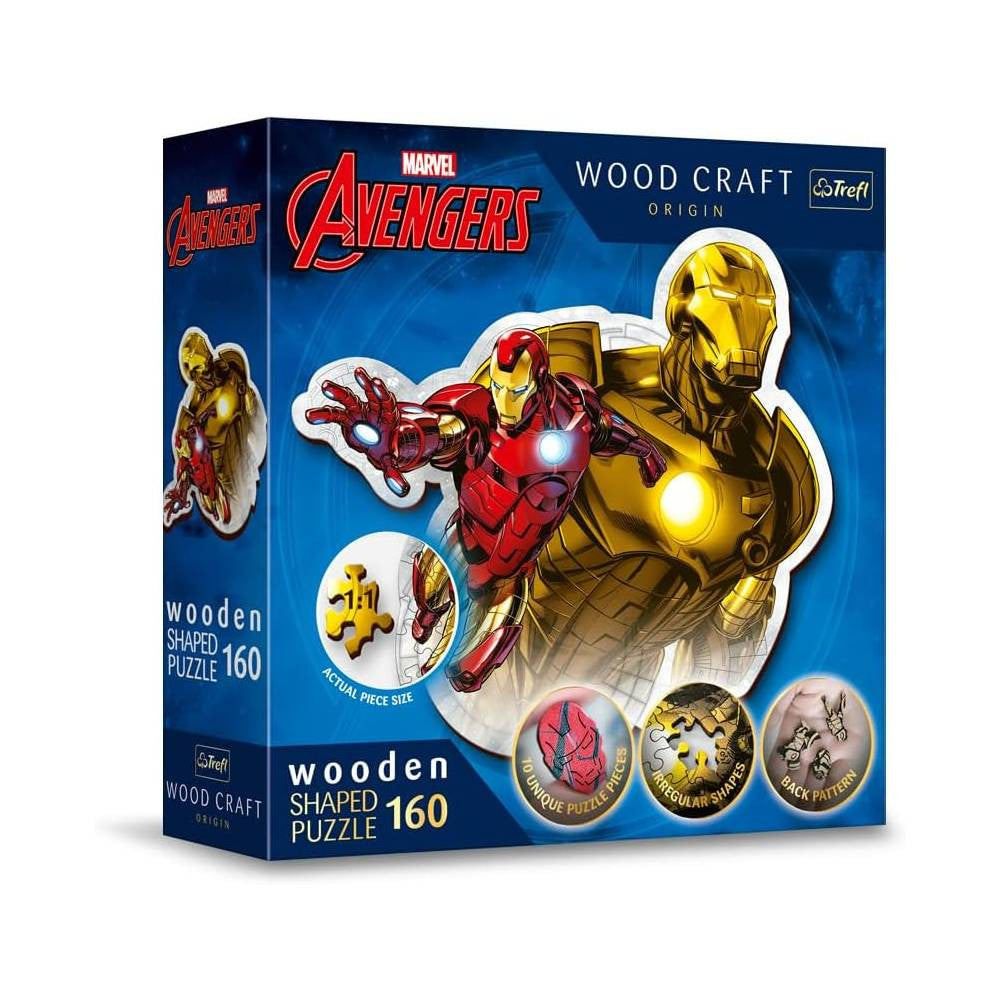 Trefl Brave Iron Man Disney Marvel Heroes 160-Piece Wooden Shaped Puzzle | 20183