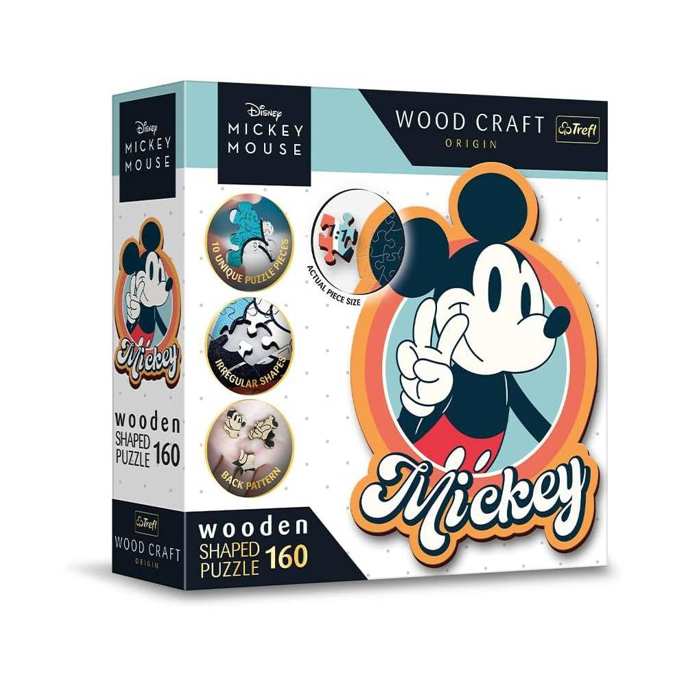 Trefl Retro Mickey Mouse Disney Mickey Mouse and Friends 160-Piece Wooden Shaped Puzzle | 20191