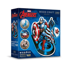 Trefl Fearless Captain America Disney Marvel Heroes 160-Piece Wooden Shaped Puzzle | 20194