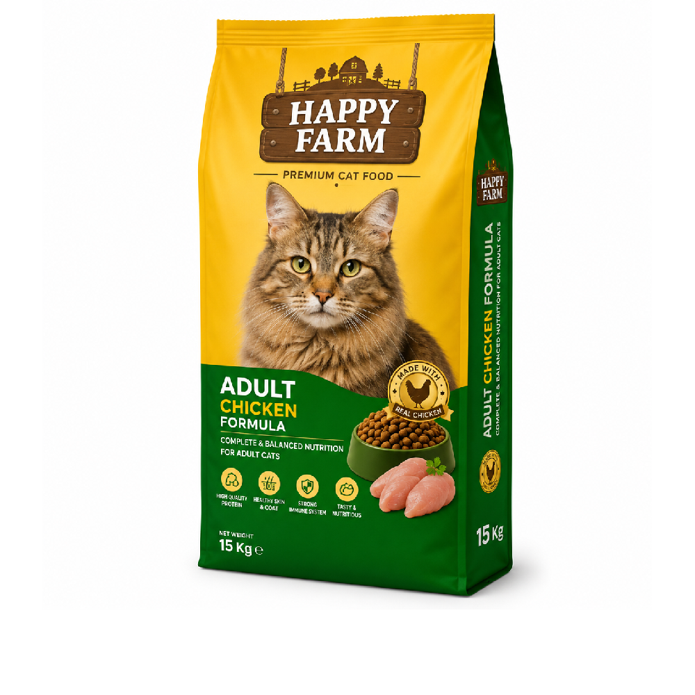 Happy Farm Chicken Adult Dry Cat Food 15 Kg | 61089