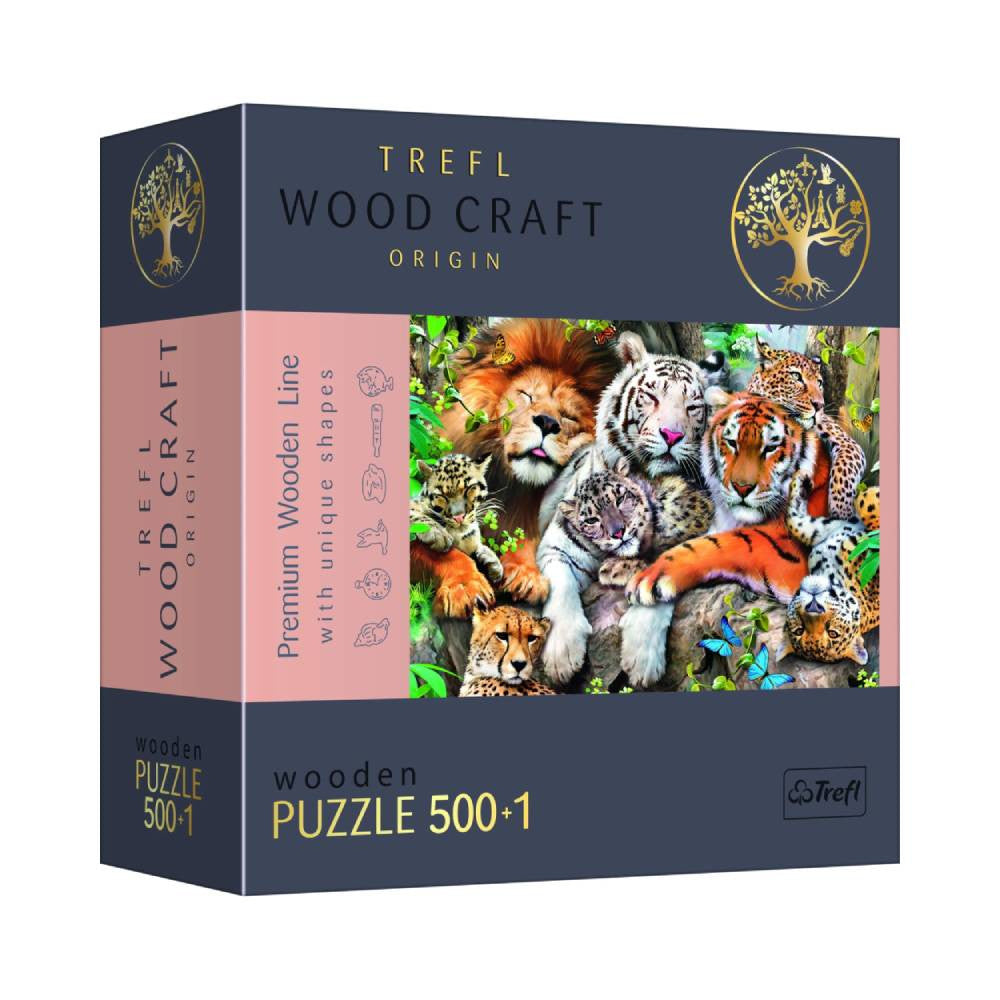 Trefl Wood Craft Wild Cats in the Jungle 501-Piece Wooden Puzzle | 20152