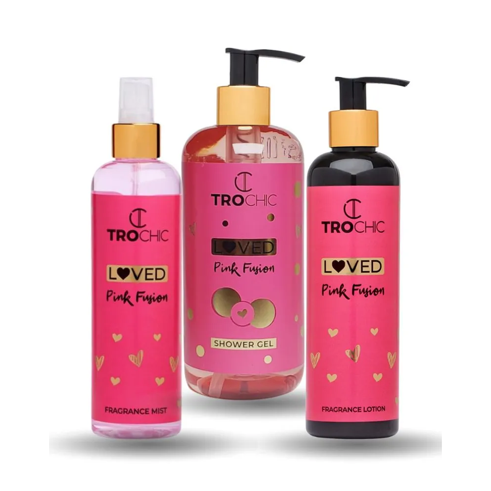 TROCHIC Loved Pink Fusion Body Lotion, Shower Gel & Fragrance Mist Set