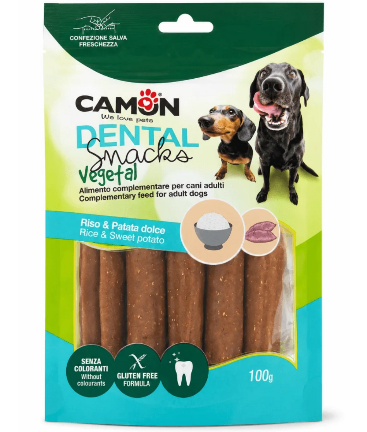 Camon Dental Snack Cannoli Rice & Sweet Potato Gluten-Free Dog Treats 100g | AE322