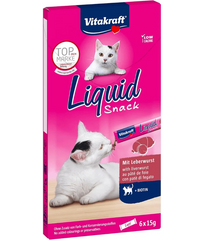 Vitakraft Liquid Snack Liver Sausage & Biotin Cat Treat 6x15g