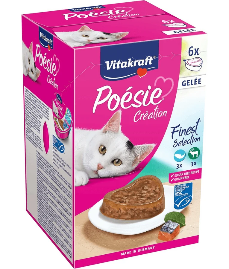 Vitakraft Poésie Création Multipack Adult Cat Wet Food - Salmon & Spinach / Game & Cranberry 510g | 35086